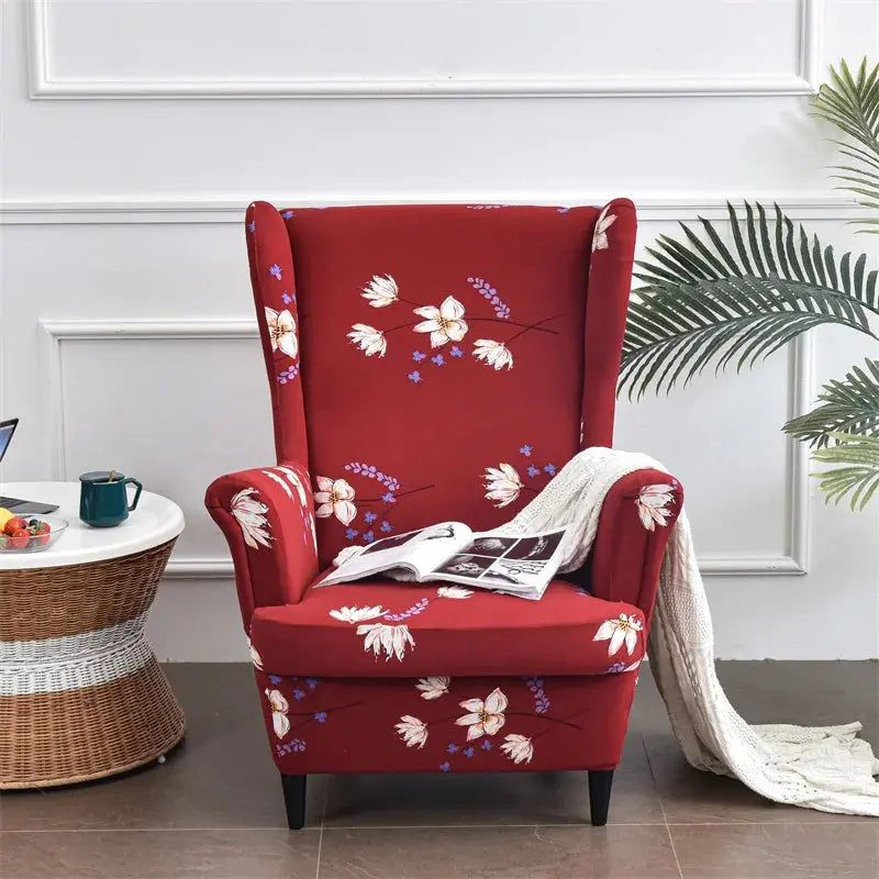 Housse de chaise à oreilles imprimées de fleurs, housse de fauteuil extensible en Spandex, moderne, amovible, pour canapé de détente, housse de protection pour meubles Housse de France