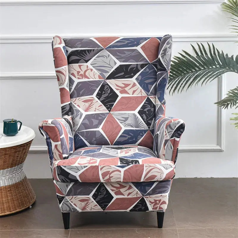 Housse de chaise à oreilles imprimées de fleurs, housse de fauteuil extensible en Spandex, moderne, amovible, pour canapé de détente, housse de protection pour meubles Housse de France