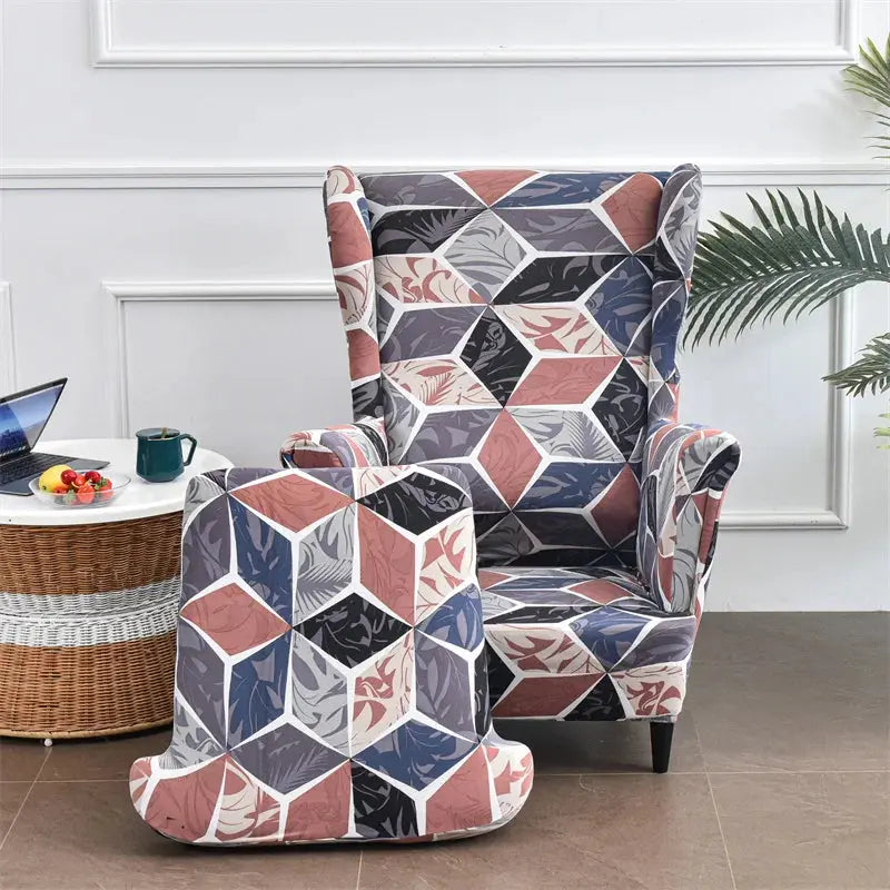 Housse de chaise à oreilles imprimées de fleurs, housse de fauteuil extensible en Spandex, moderne, amovible, pour canapé de détente, housse de protection pour meubles Housse de France