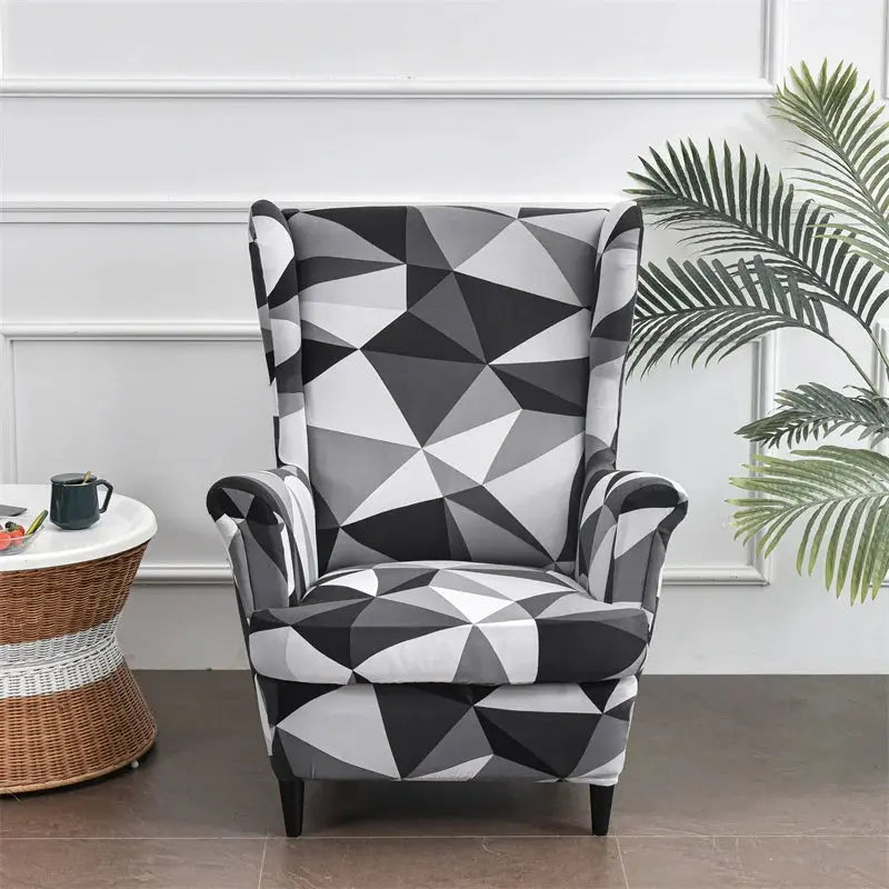 Housse de chaise à oreilles imprimées de fleurs, housse de fauteuil extensible en Spandex, moderne, amovible, pour canapé de détente, housse de protection pour meubles Housse de France