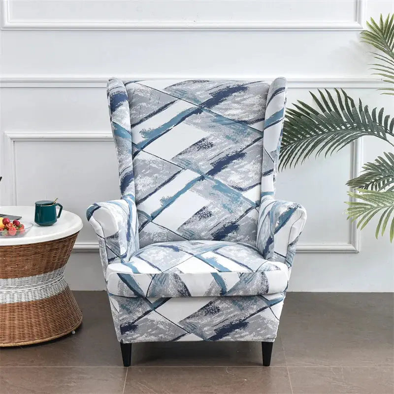 Housse de chaise à oreilles imprimées de fleurs, housse de fauteuil extensible en Spandex, moderne, amovible, pour canapé de détente, housse de protection pour meubles Housse de France