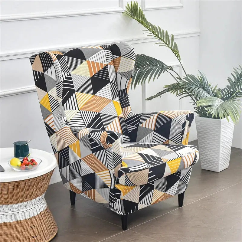 Housse de chaise à oreilles imprimées de fleurs, housse de fauteuil extensible en Spandex, moderne, amovible, pour canapé de détente, housse de protection pour meubles Housse de France
