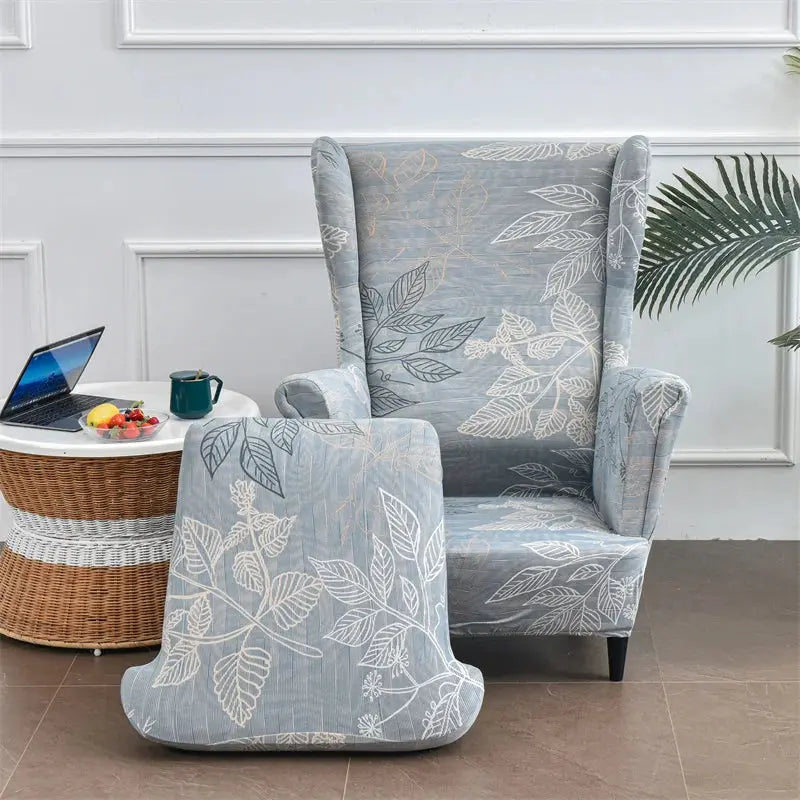 Housse de chaise à oreilles imprimées de fleurs, housse de fauteuil extensible en Spandex, moderne, amovible, pour canapé de détente, housse de protection pour meubles Housse de France