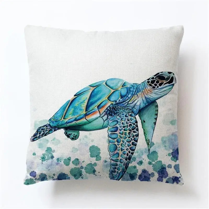 Housse de coussin impression polyester motif Tortue - Housse De France