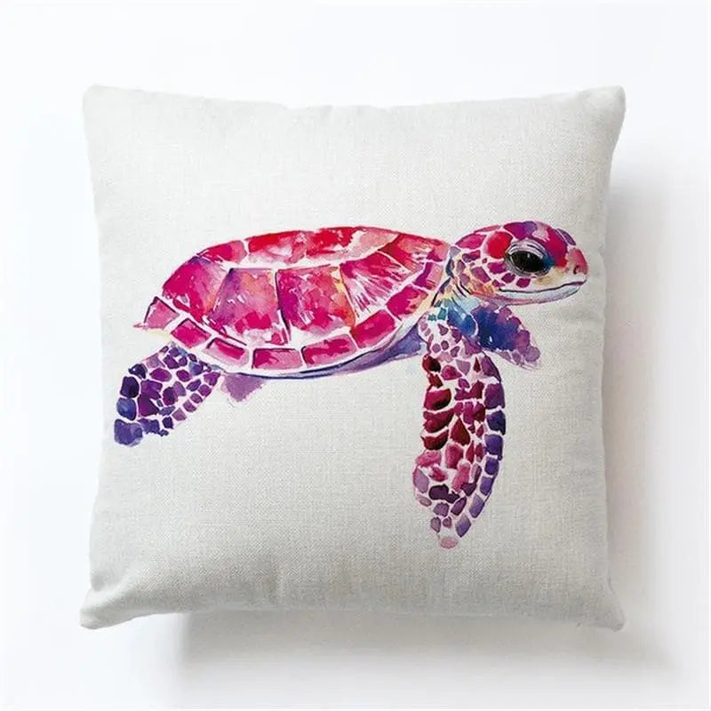 Housse de coussin impression polyester motif Tortue - Housse De France