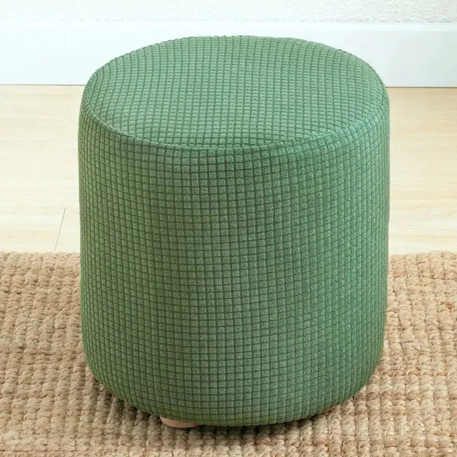 Housse de repose-pieds de forme ronde, 1 pièce, housse de siège, coussin de chaise, en Polyester, élastique, à carreaux, pouf, pour salon Housse de France