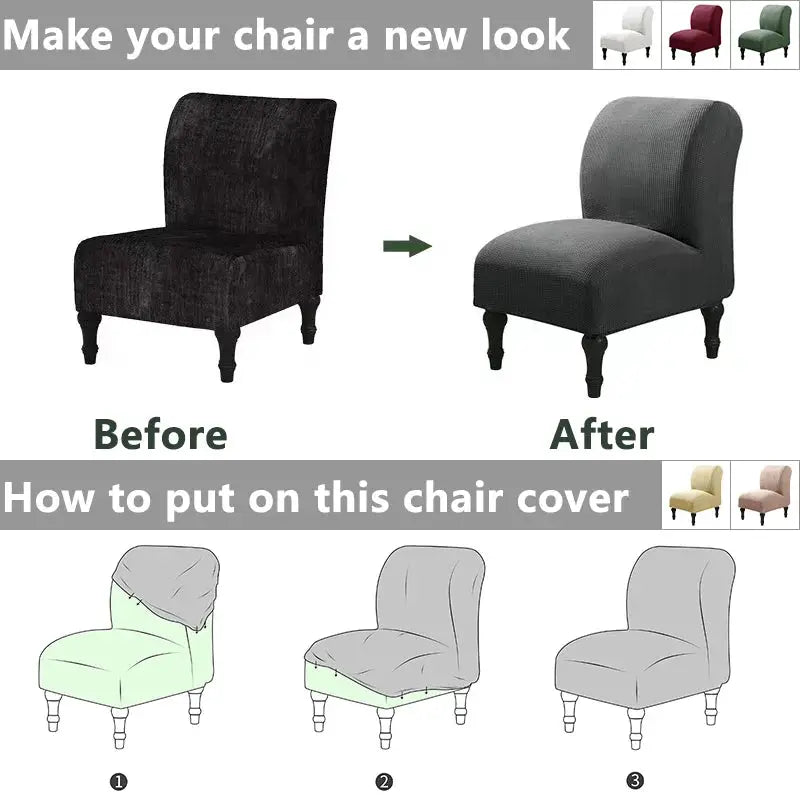 Housse De Chaise Sans Accoudoirs - Taille Unique Extensible - En Polyester Et élasthanne - Protection Anti-taches Et Anti-poussière - Lavable En Machine - 7