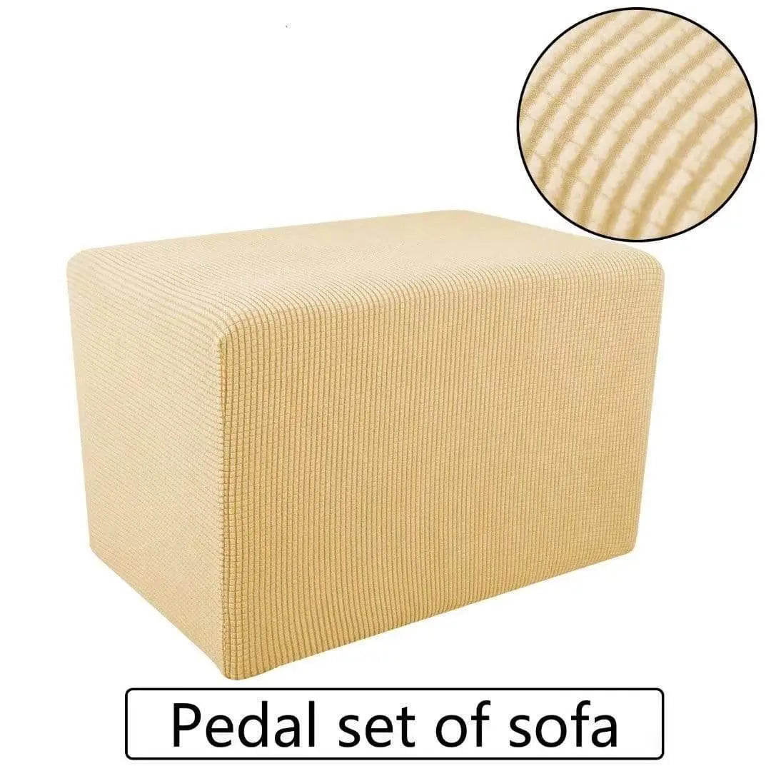 Bifaunvogel Housse De Protection Carrée En Jacquard Extensible Pour Pouf Carré épais Et Pliable Avec Fond élastique Pour Salon, Taille S, Bleu Marine