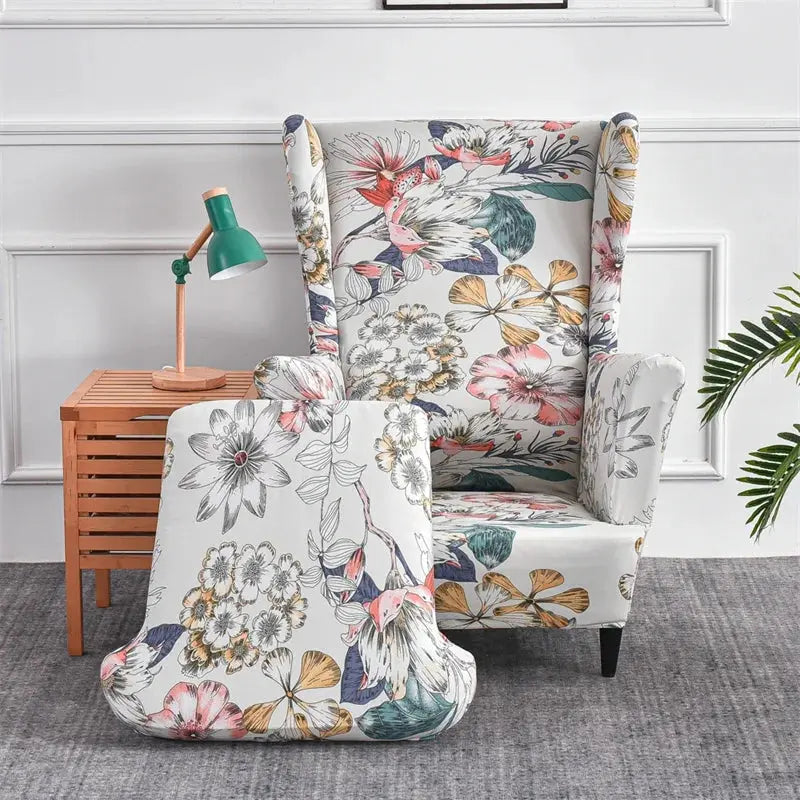 Housses de fauteuil à dossier haut coordonnantes avec housse de coussin de siège, housses de canapé, chaise à oreilles, salon, chambre à coucher, 2 pièces, ensemble Housse de France