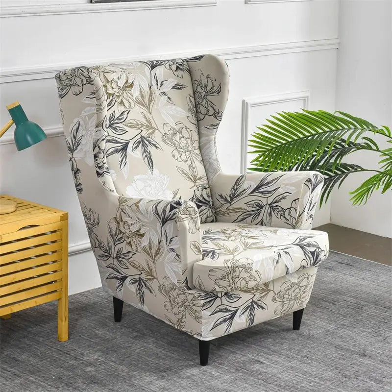 Housses de fauteuil à dossier haut coordonnantes avec housse de coussin de siège, housses de canapé, chaise à oreilles, salon, chambre à coucher, 2 pièces, ensemble Housse de France
