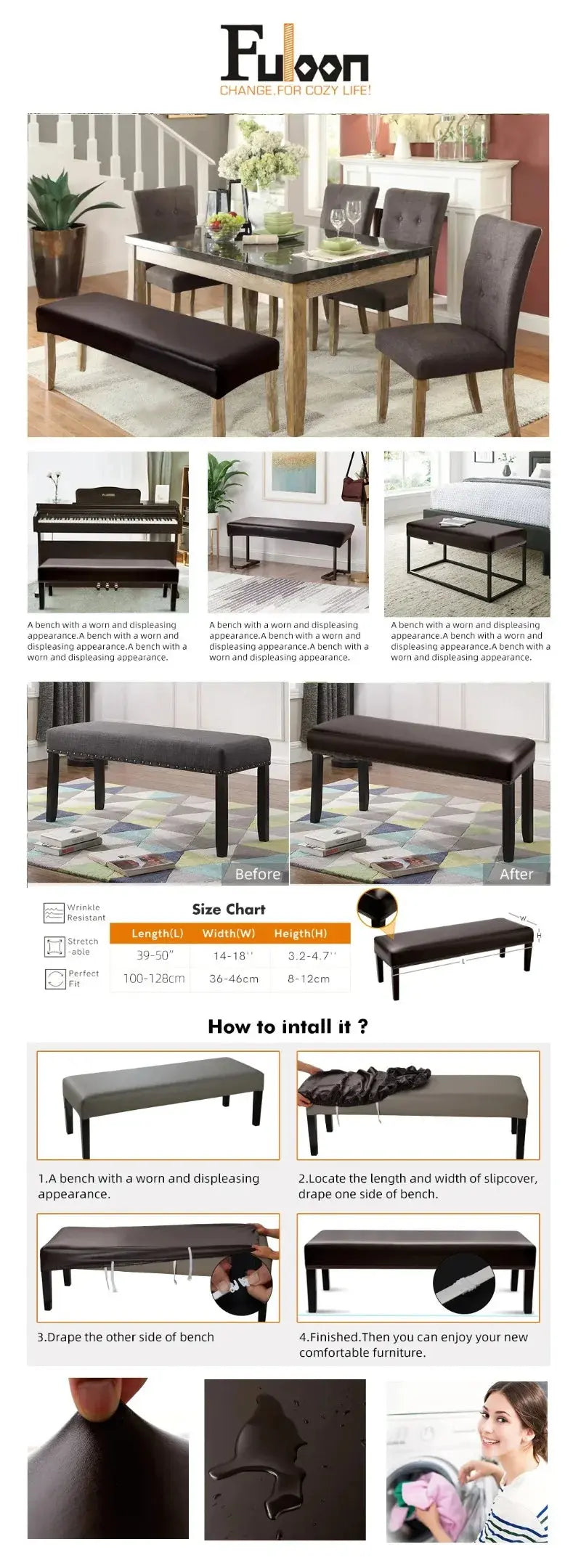 Housse Banquette Imperméable PU LUMINO