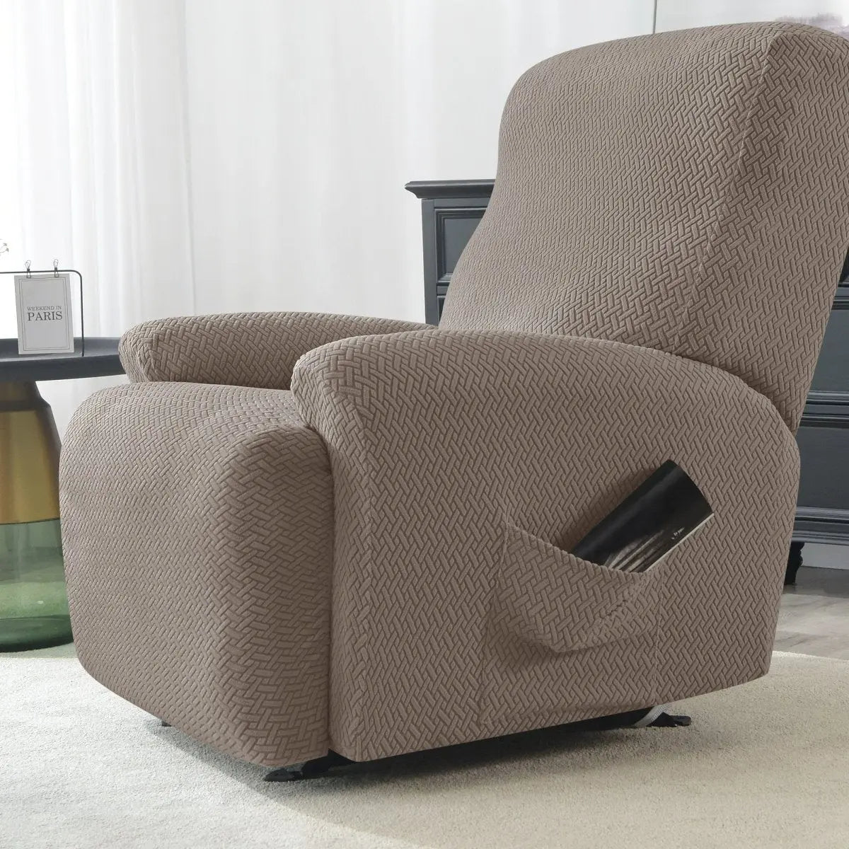 NOGENT - Housse de fauteuil et canapé de relaxation avec partie inclinable en tissu jacquard Housse de France