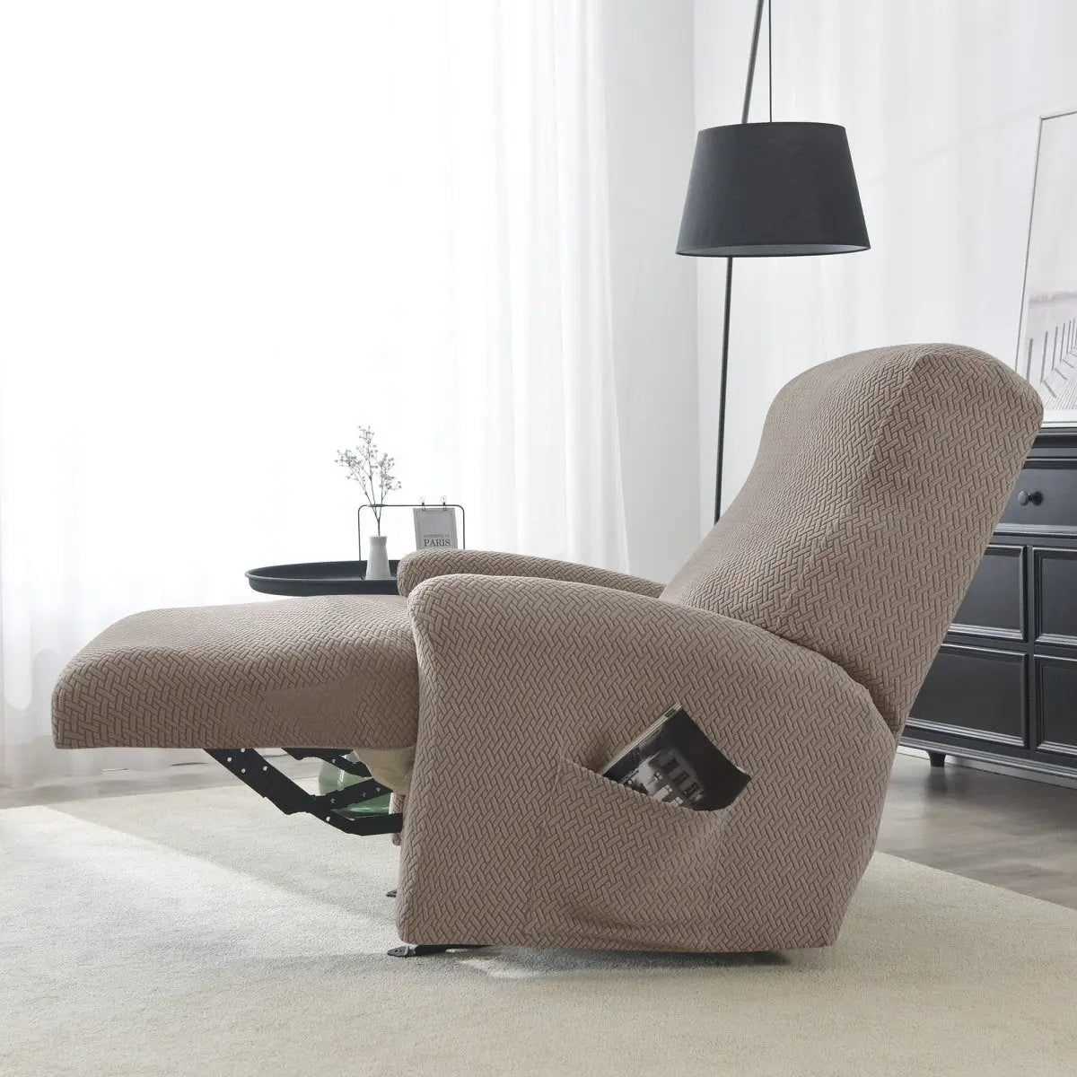 NOGENT - Housse de fauteuil et canapé de relaxation avec partie inclinable en tissu jacquard Housse de France