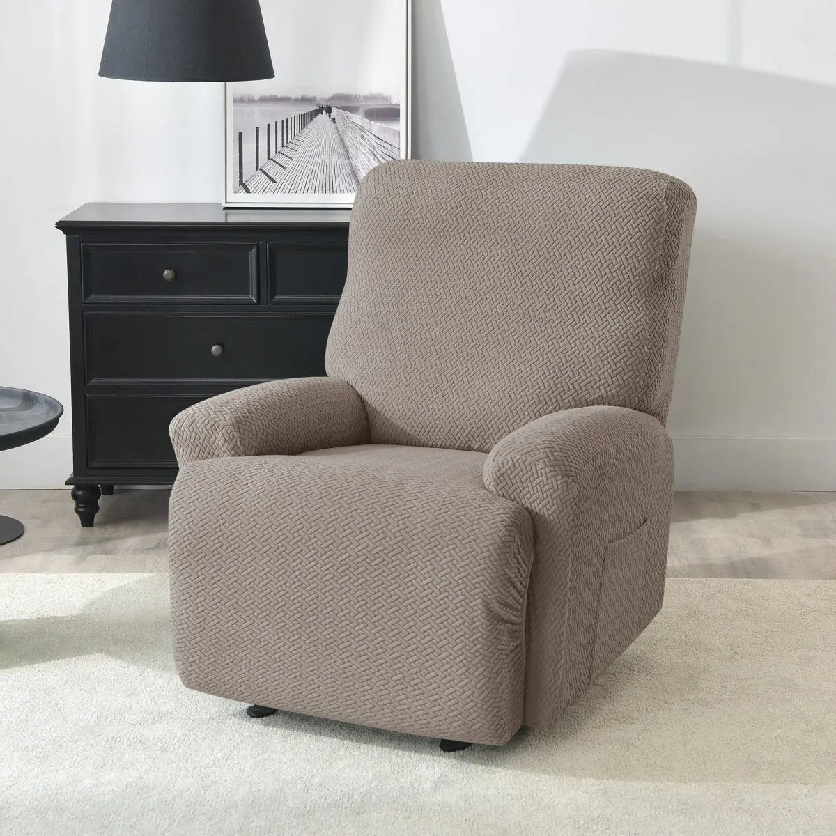 NOGENT - Housse de fauteuil et canapé de relaxation avec partie inclinable en tissu jacquard Housse de France