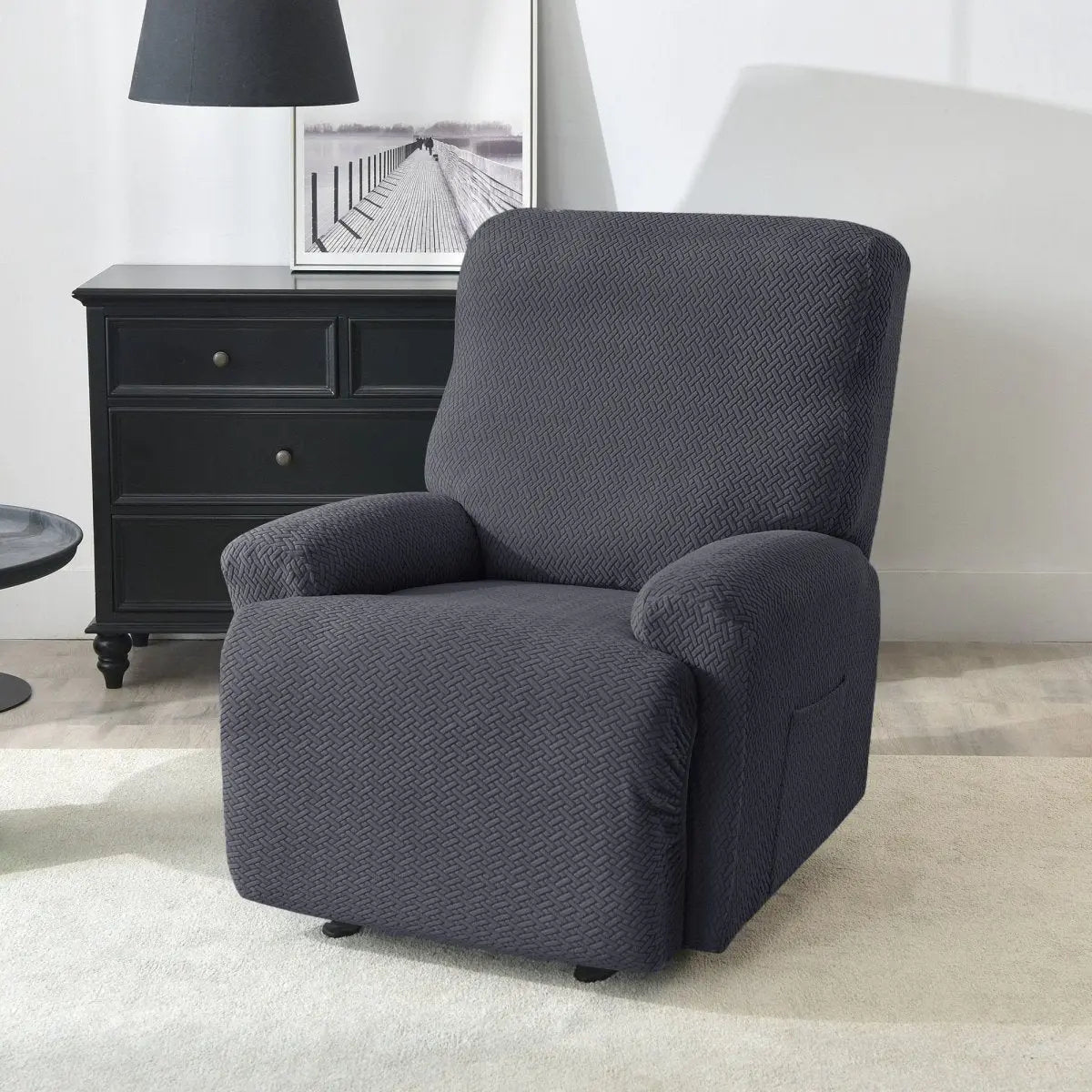 NOGENT - Housse de fauteuil et canapé de relaxation avec partie inclinable en tissu jacquard Housse de France