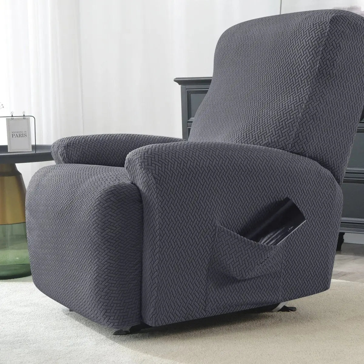 NOGENT - Housse de fauteuil et canapé de relaxation avec partie inclinable en tissu jacquard Housse de France