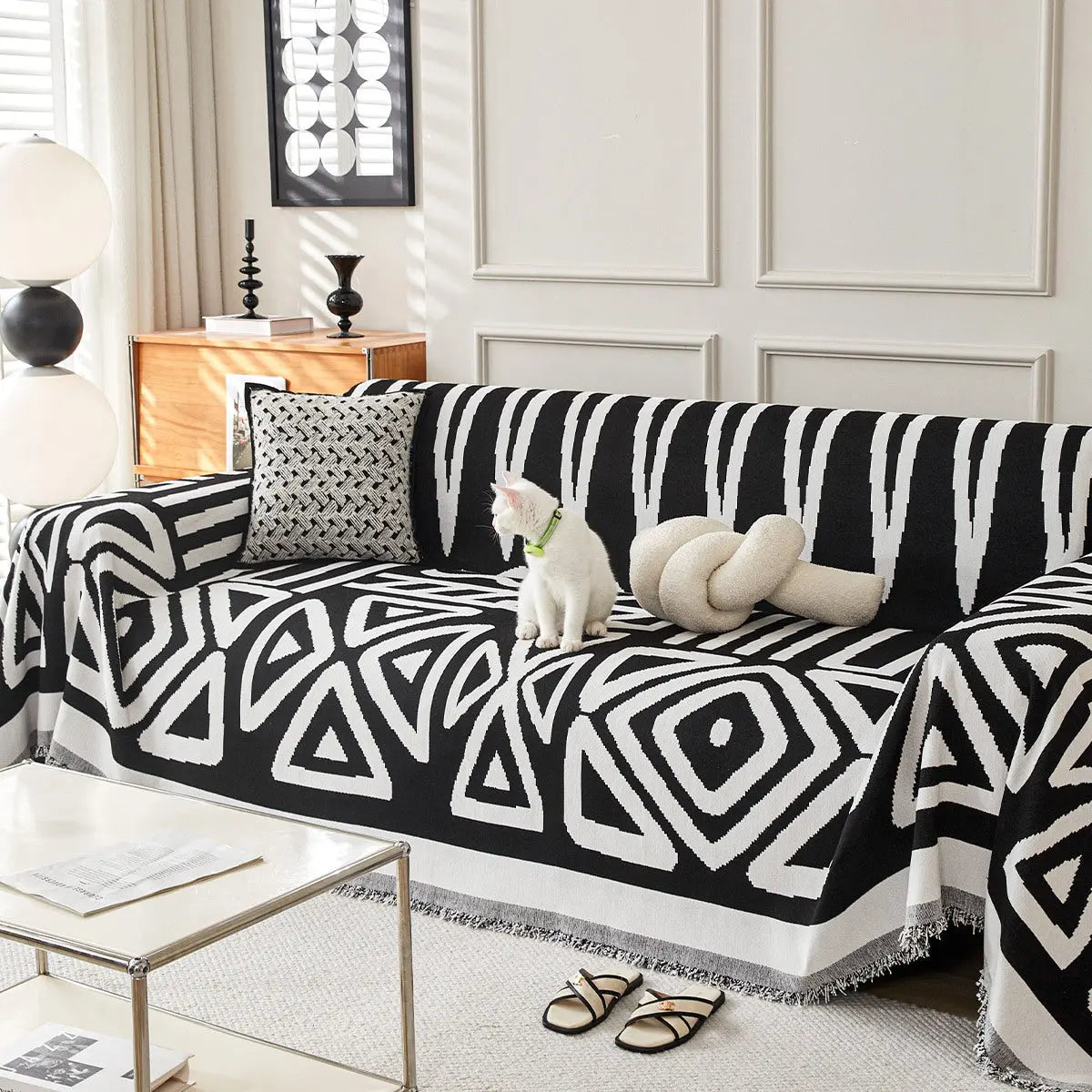 Plaid Canapé Chenille BohoYB Black-180*400cm