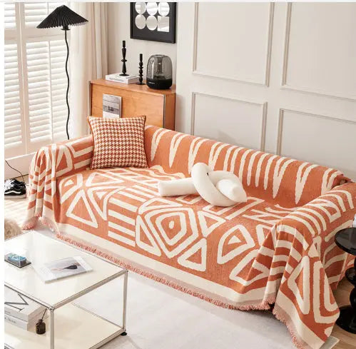 Plaid Canapé Chenille BohoYB Orange-180*300cm