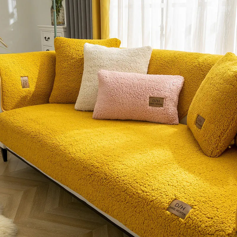 Plaid Canapé Anti-Glisse LELLEN Yellow-70x120cm