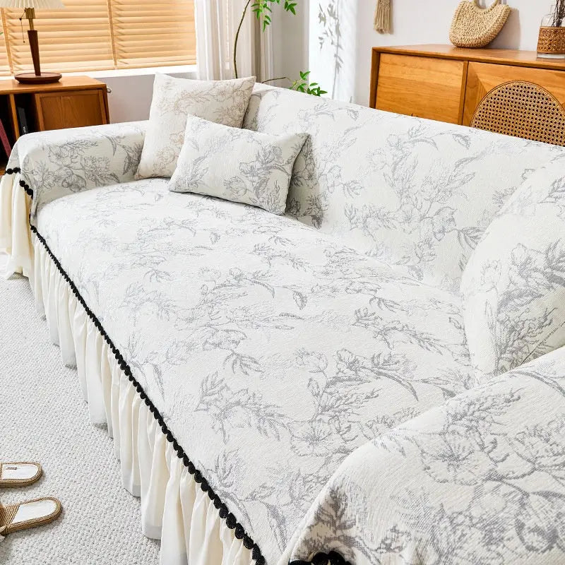 Plaid Canapé Chenille Classique FLOREA Gray-180x420cm