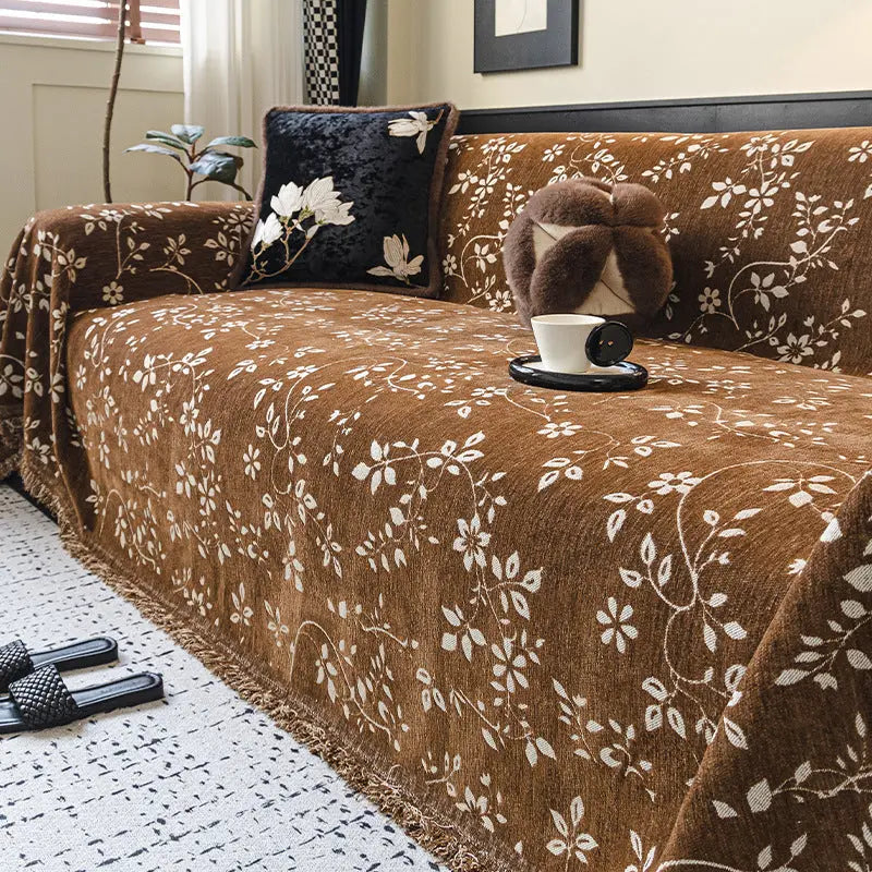 Plaid Canapé Chenille Élégance CALION Coffee-180X130cm