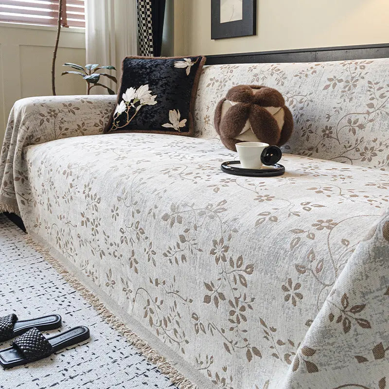 Plaid Canapé Chenille Élégance CALION Beige-180X460cm