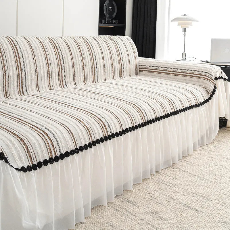 Plaid Canapé Chenille Élégant **TWICORA** Coffee White-180X150cm