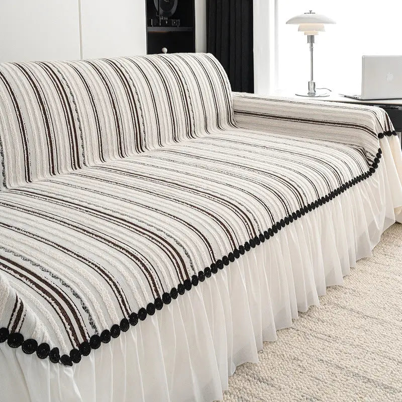 Plaid Canapé Chenille Élégant **TWICORA** Brown White-180X230cm