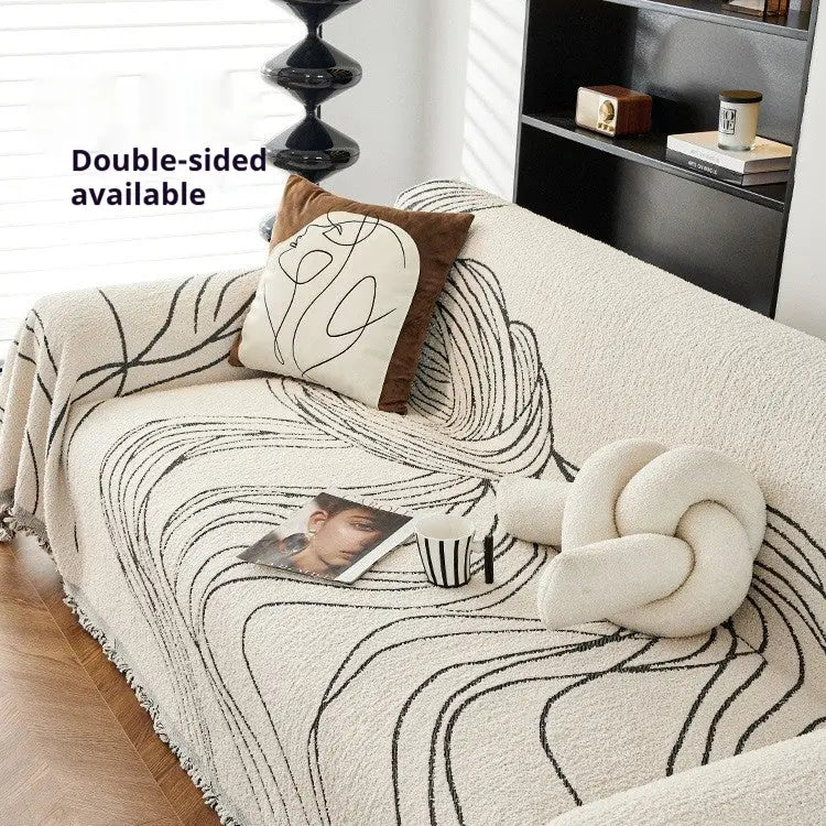 Plaid Canapé Chenille Moderne SIMOLI Minimalist Line Gray-180X300cm