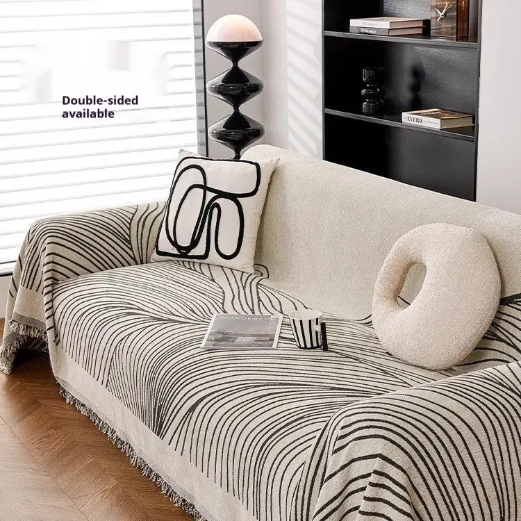 Plaid Canapé Chenille Moderne ZELTO Line Art Gray-180X230cm