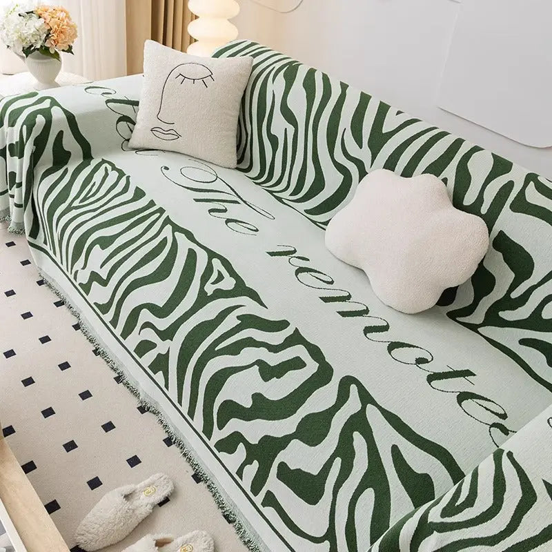 Plaid Canapé Chenille Strié CARINO Yb Perod Green-180X400cm