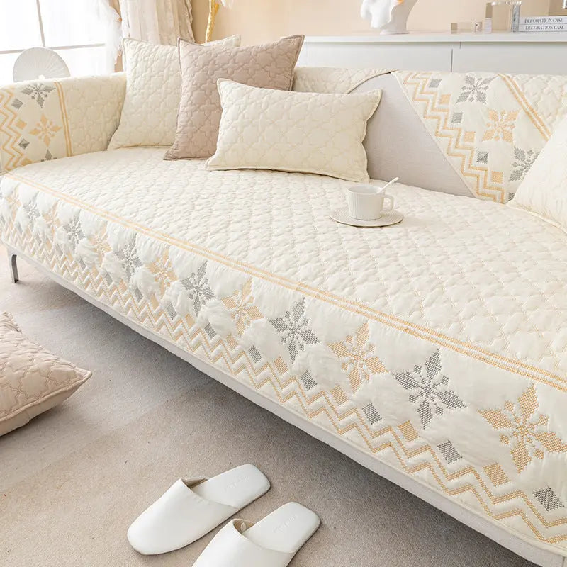Plaid Canapé Coton Jersey PLAODECO Amorous Feelings Beige-110X210CM