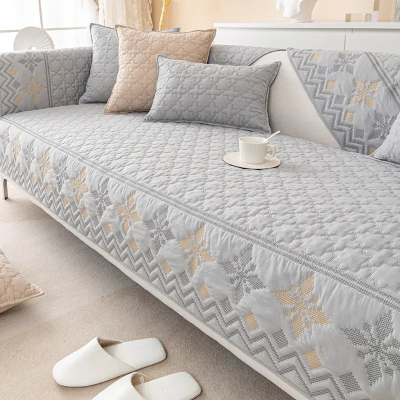Plaid Canapé Coton Jersey PLAODECO Style Light Gray-90X120CM