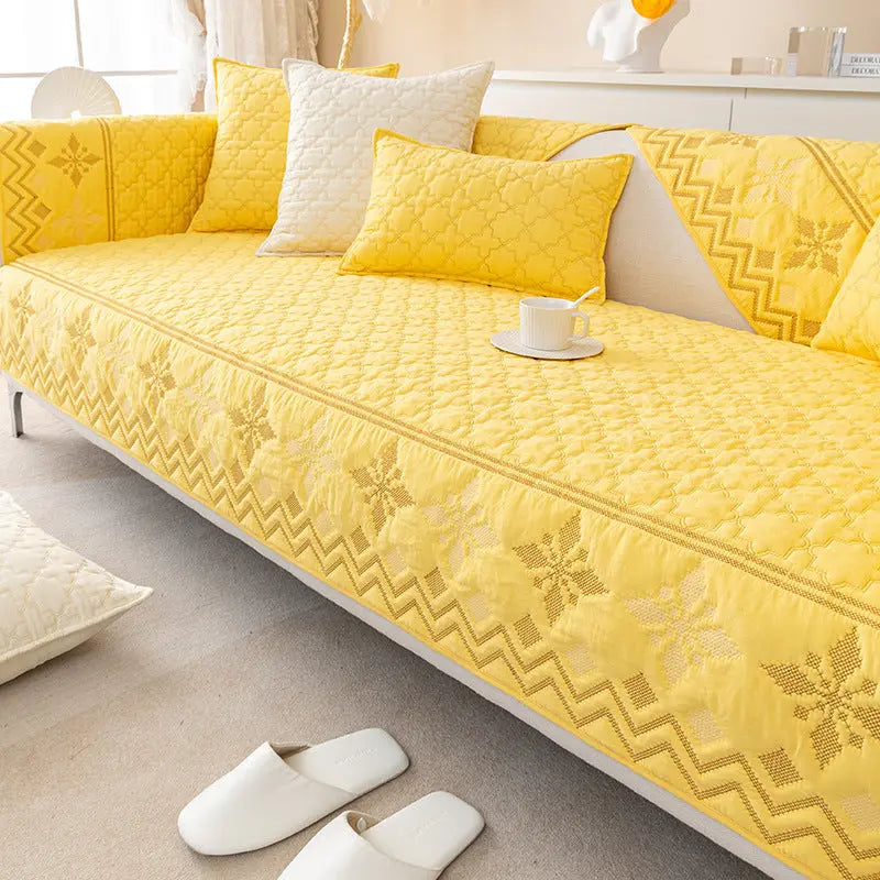 Plaid Canapé Coton Jersey PLAODECO Amorous Feelings Yellow-45x45CM Pillowcase