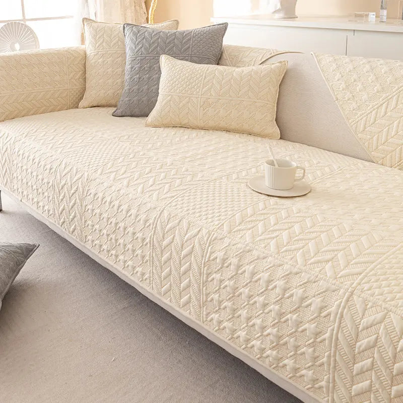 Plaid Canapé Coton Jersey PLAODECO Qianling Beige-70X70CM