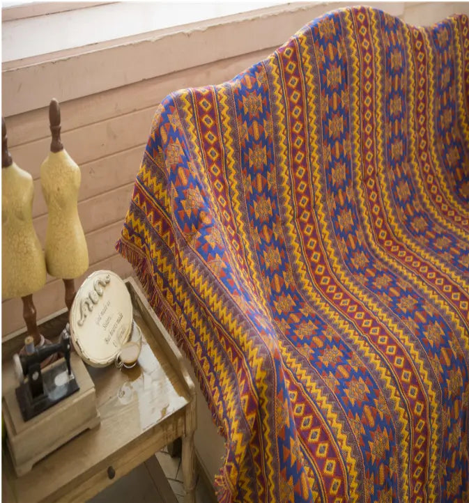 Plaid Canapé Coton Méditerranéen GEOMYN