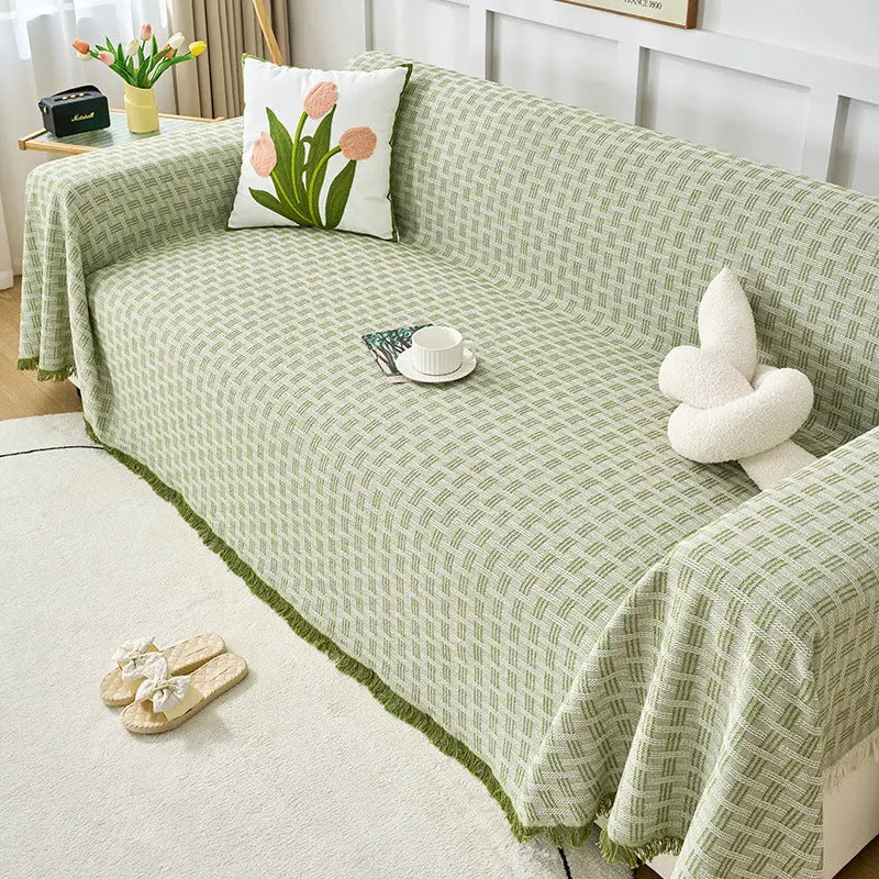 Plaid Canapé Coton Nordic CLOVER Fresh Green-180x180cm