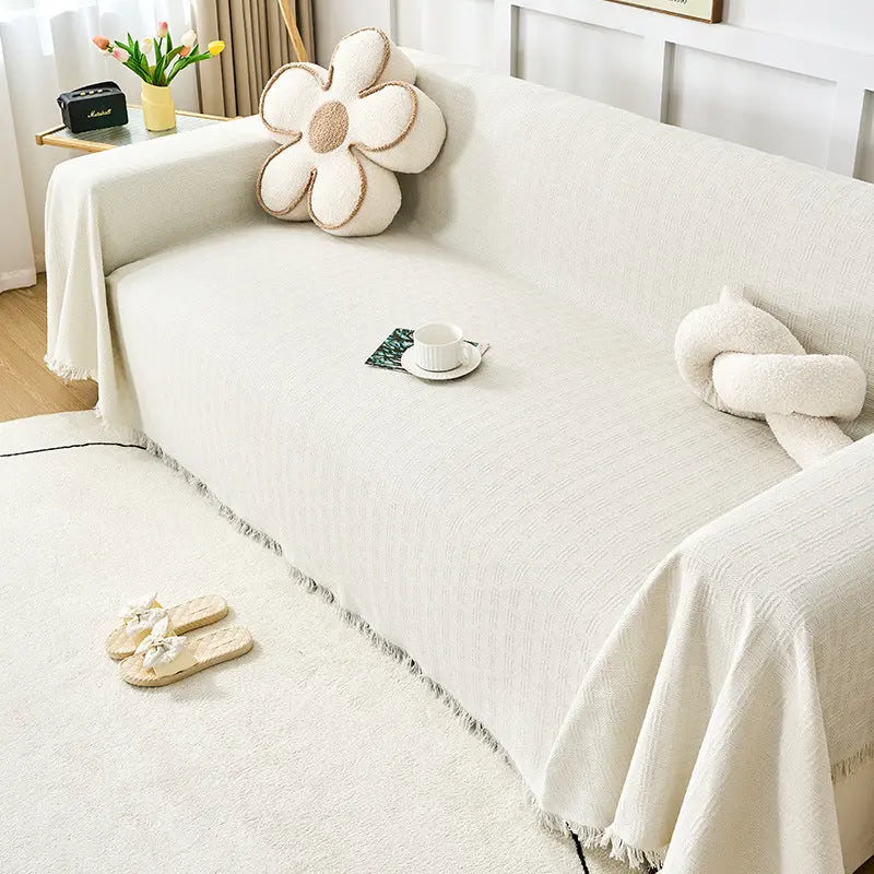 Plaid Canapé Coton Nordic CLOVER Cream Rice-180x340cm