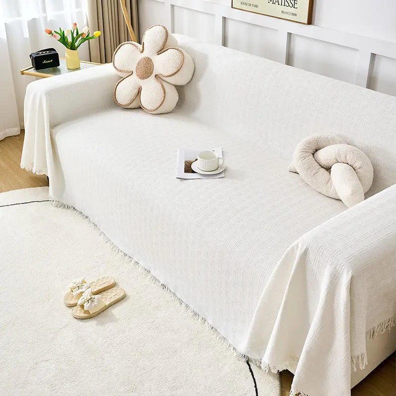 Plaid Canapé Coton Nordic CLOVER Crescent White-180x260cm