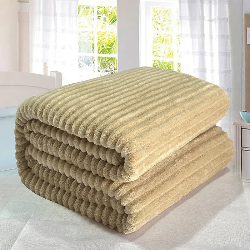 Plaid Canapé Doux LISA Khaki Camel-200cmx230cm Single Blanket