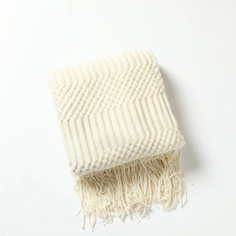 Plaid Canapé Modern AERO Beige-127 X180CM Including Tassels