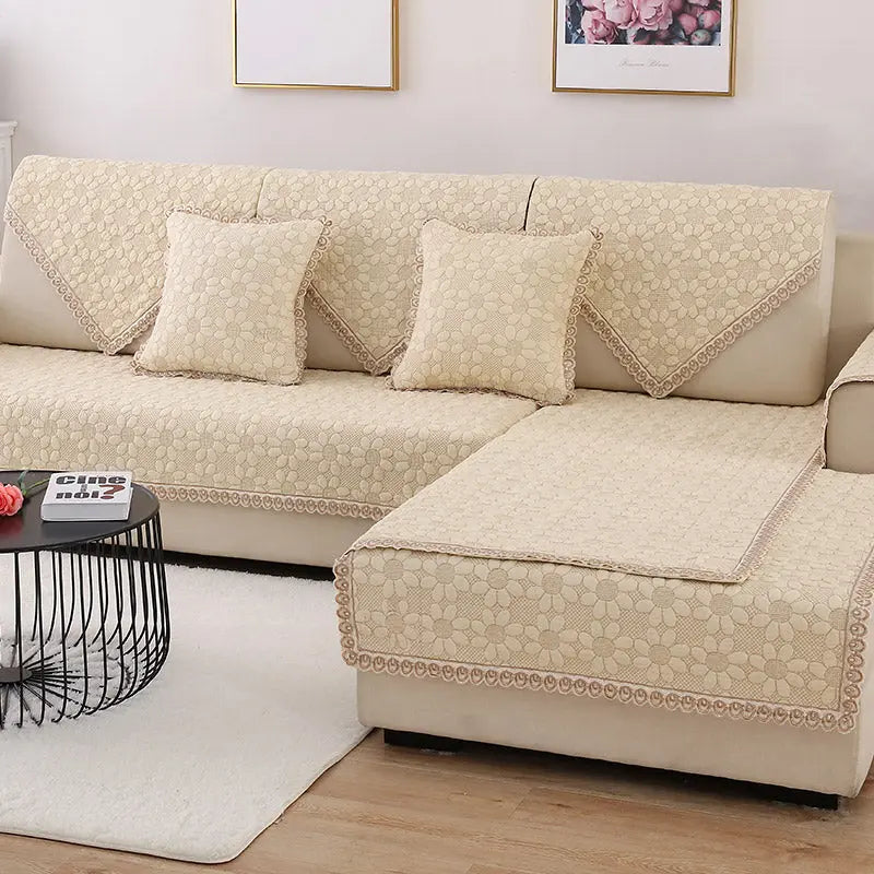 Plaid Canapé Moderne Ensemble FLOREA Sunfloweroff white-110x240