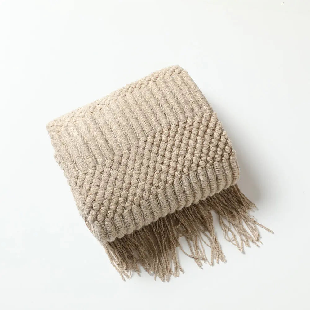 Plaid Canapé Moderne NordicHug Khaki-127 X180CM Including Tassels