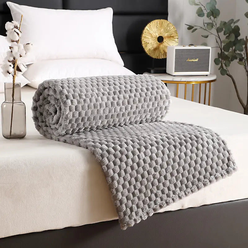 Plaid Canapé Polyester Universel FLANIO Gray-180X200cm-Nude Blanket