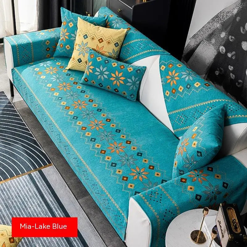 Plaid Canapé Universel Chenille IVY Lake Blue-90 × 160