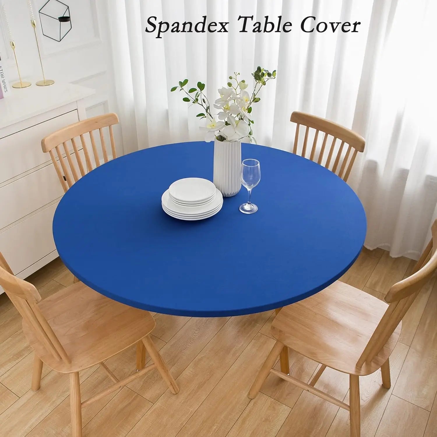 Nappe de Table ronde ajustée de couleur blanche, couverture de Table de Cocktail en Spandex, décoration de Table de Bar haut, extensible élastique résistant aux taches Housse de France