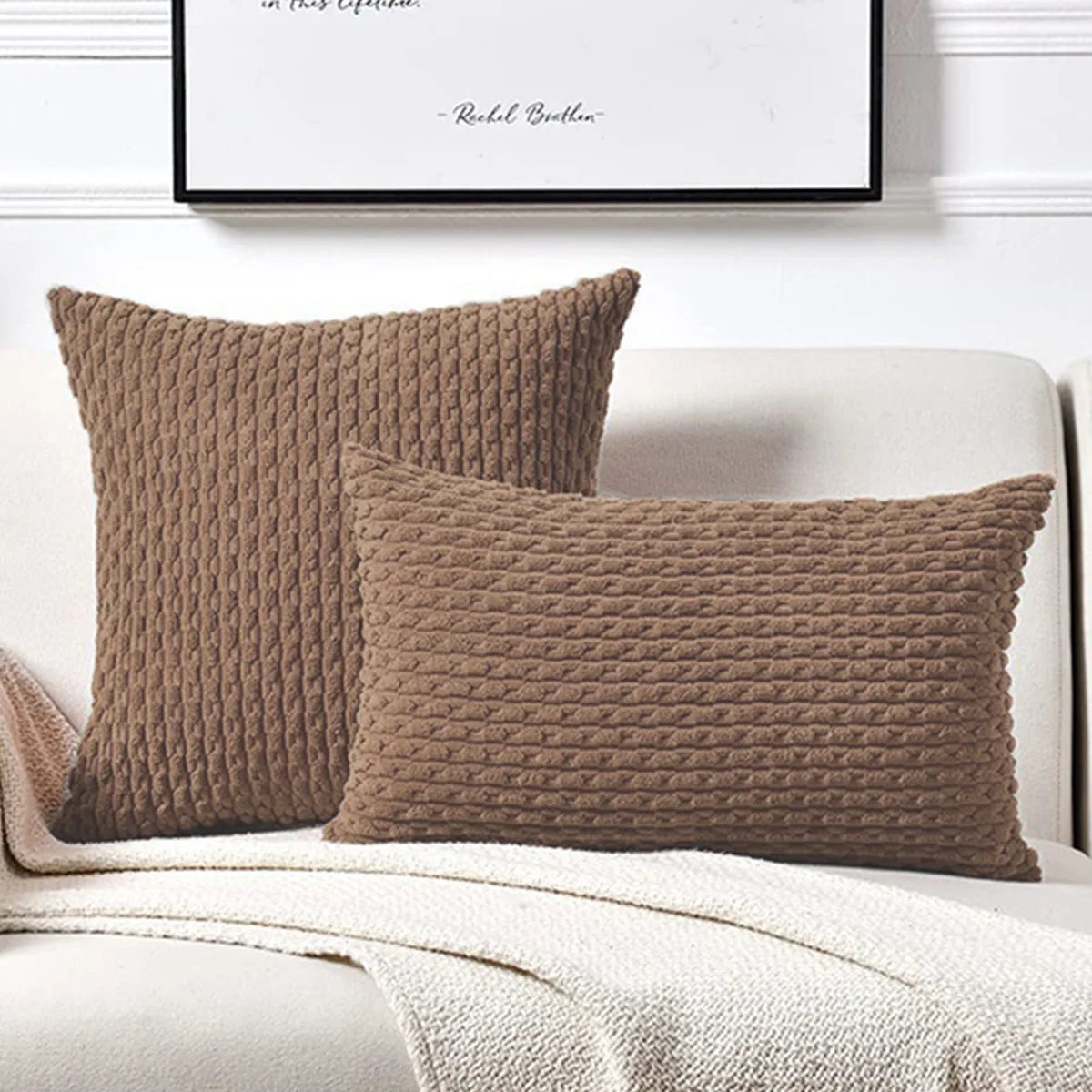 Housse de Coussin Velours Côtelé STRIPEO Housse de France