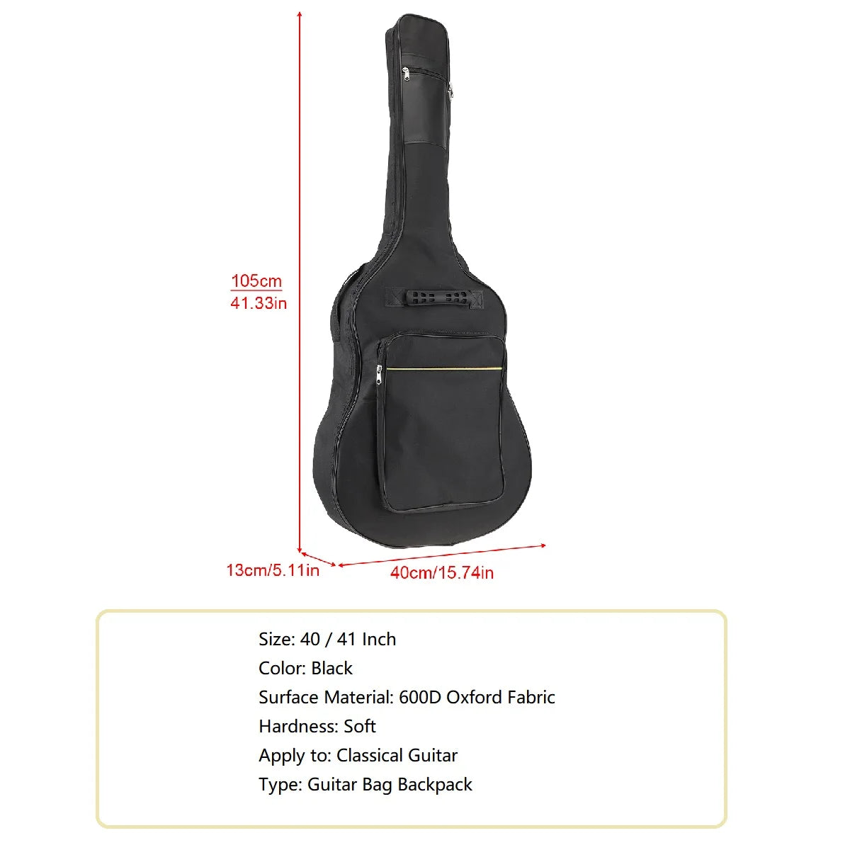 40 / 41 pouces sac de guitare étanche Oxford guitare Gig sac couverture noir étui de guitare 7 Types en option Housse de France