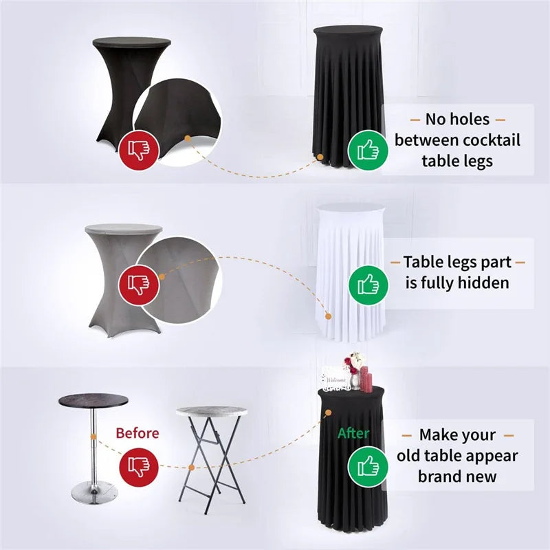Jupe de Table extensible blanche, 1 pièce, couverture de Table pour hôtel, conférence, Cocktail, Bar, ronde, couleur unie, bordure croisée, décor de Banquet Housse de France