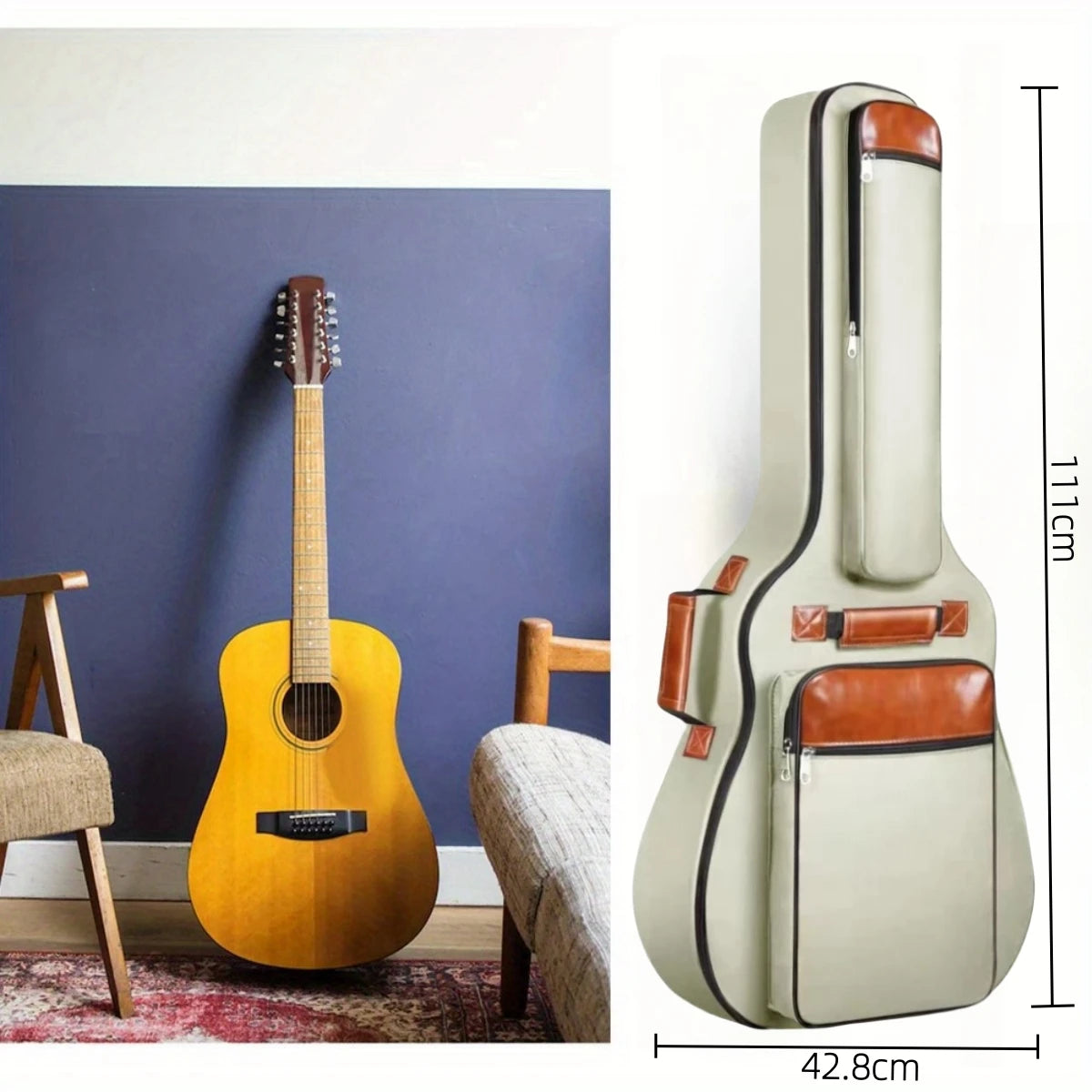 Ata WAYER-Sac à Dos Acoustique en Nylon Oxford, 41 Pouces, Épais, Étanche, Double Bretelles, Rembourré en Coton Housse de France